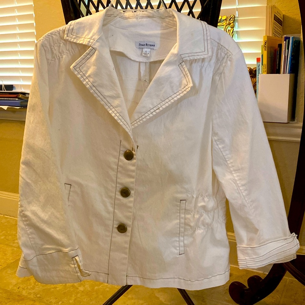 Joan Rivers - Size Large - White Jacket - Button Up - Tapered at waist